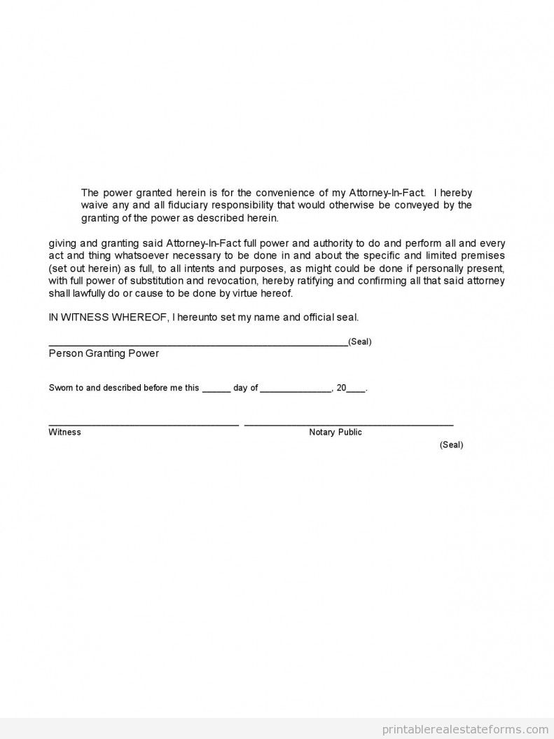 Free Printable Limited Power Of Attorney Forms [SAMPLE]