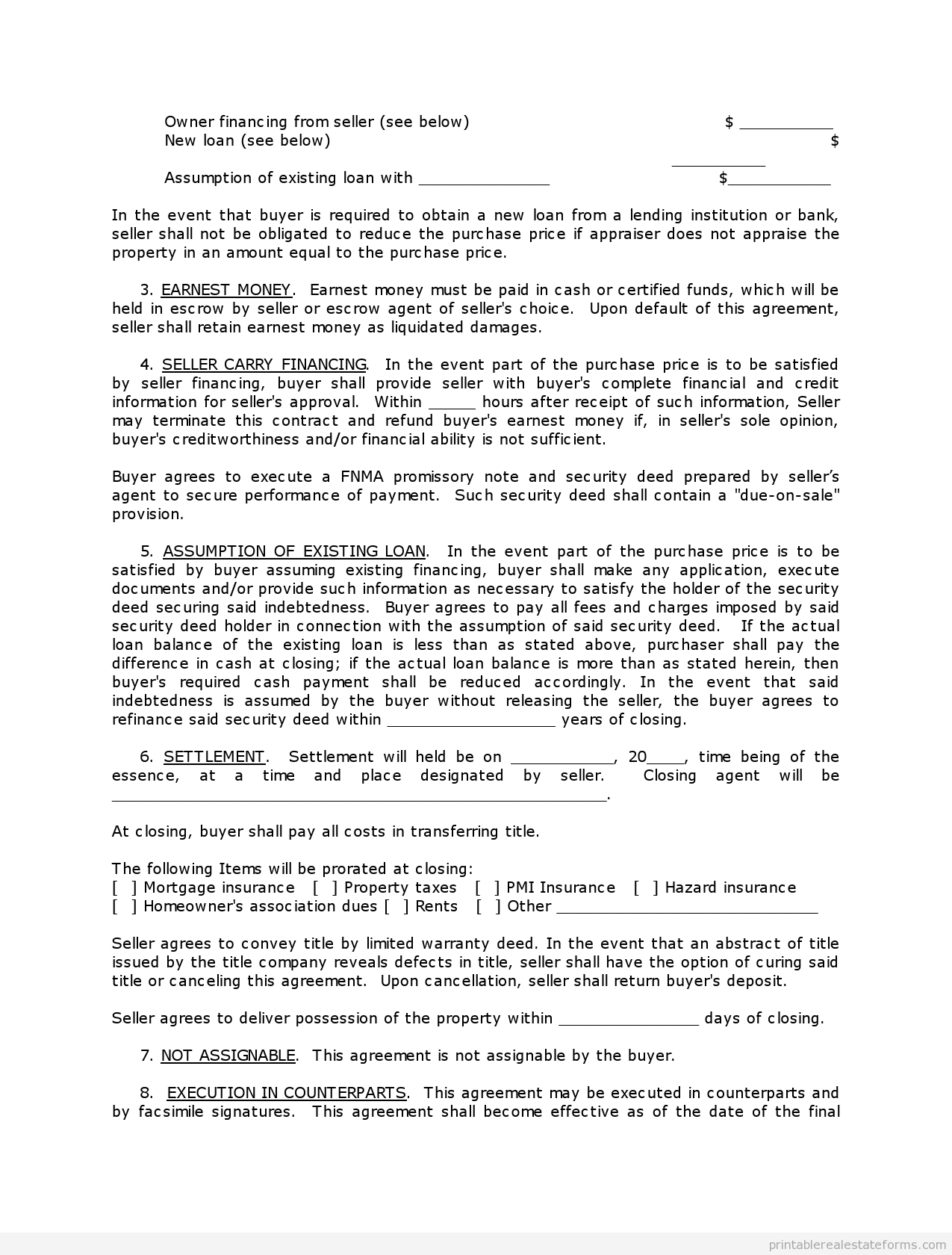 FREE PRINTABLE LAND CONTRACT FORMS WORD FILE 