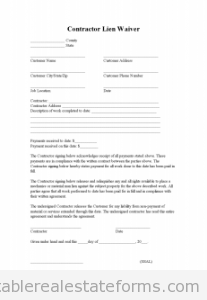 Free Real Estate Forms on Contractor Lien Waiver   Printable Real Estate Forms
