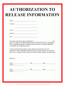 Release Of Information Forms Printable (BLANK TEMPLATE)