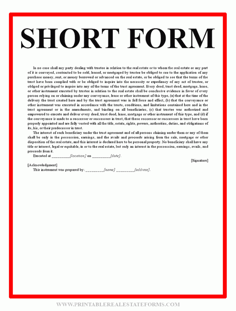 Printable Real Estate Forms » 658 Editable Legal Forms
