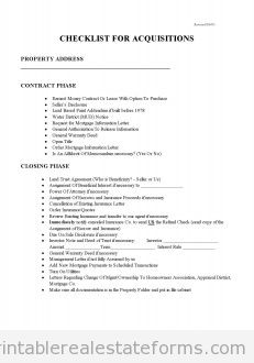 Checklist for Acquisitions