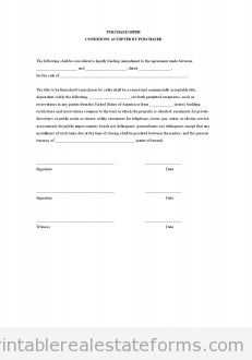 Purchase Offer - Conditions Accepted by Purchaser