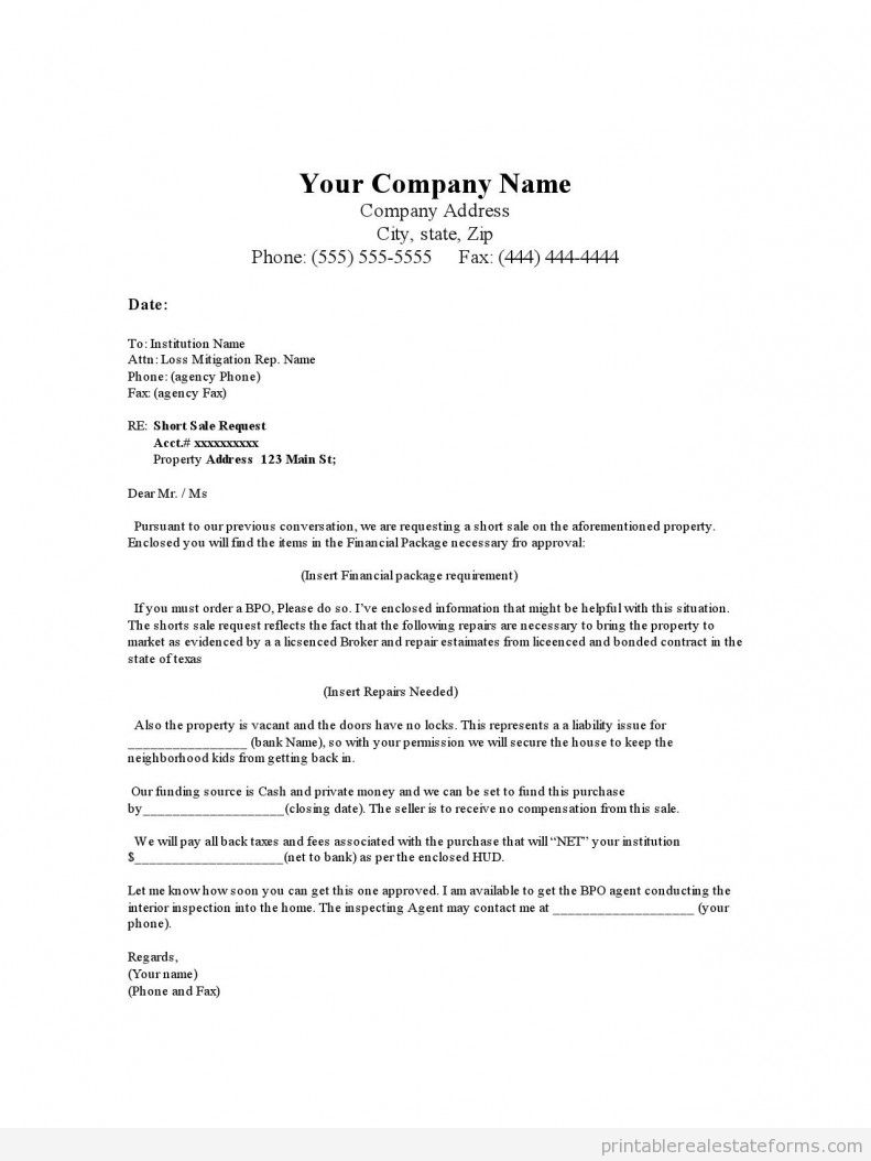 Sample Short Sale Offer Forms short sale offer-