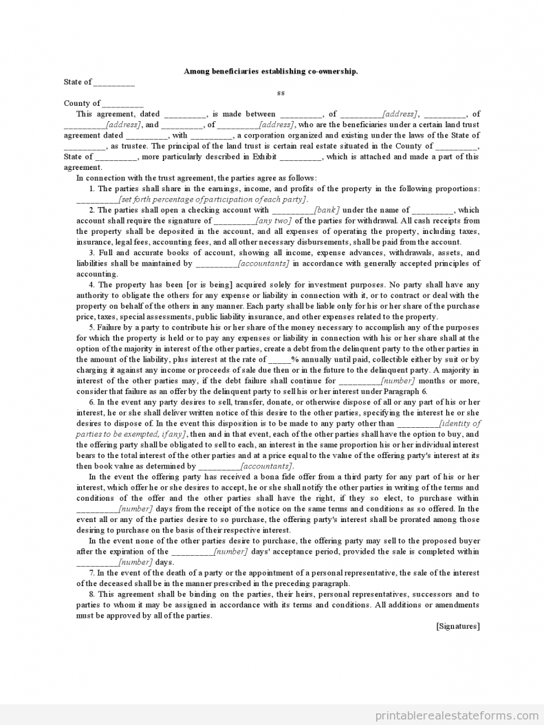 Among Beneficiaries Establishing Co-ownership