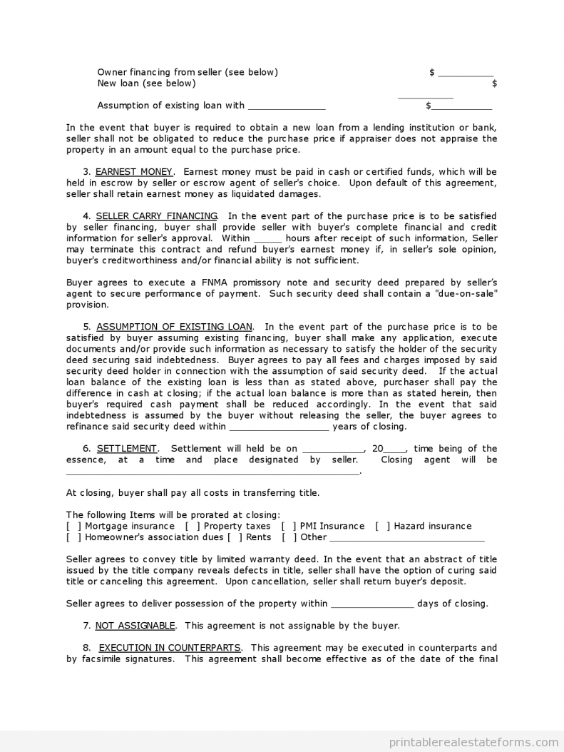 FREE PRINTABLE LAND CONTRACT FORMS (WORD FILE)