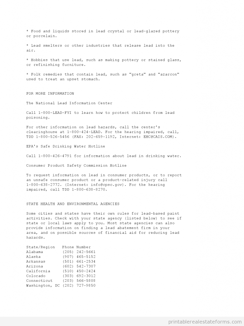 Free Printable LeadBased Paint Pamphlet (BLANK FORM)