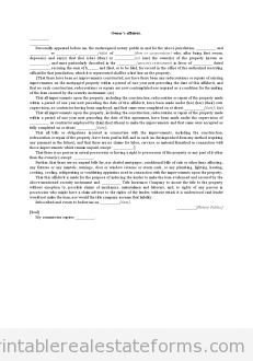 Owner's Affidavit Owner's Affidavit