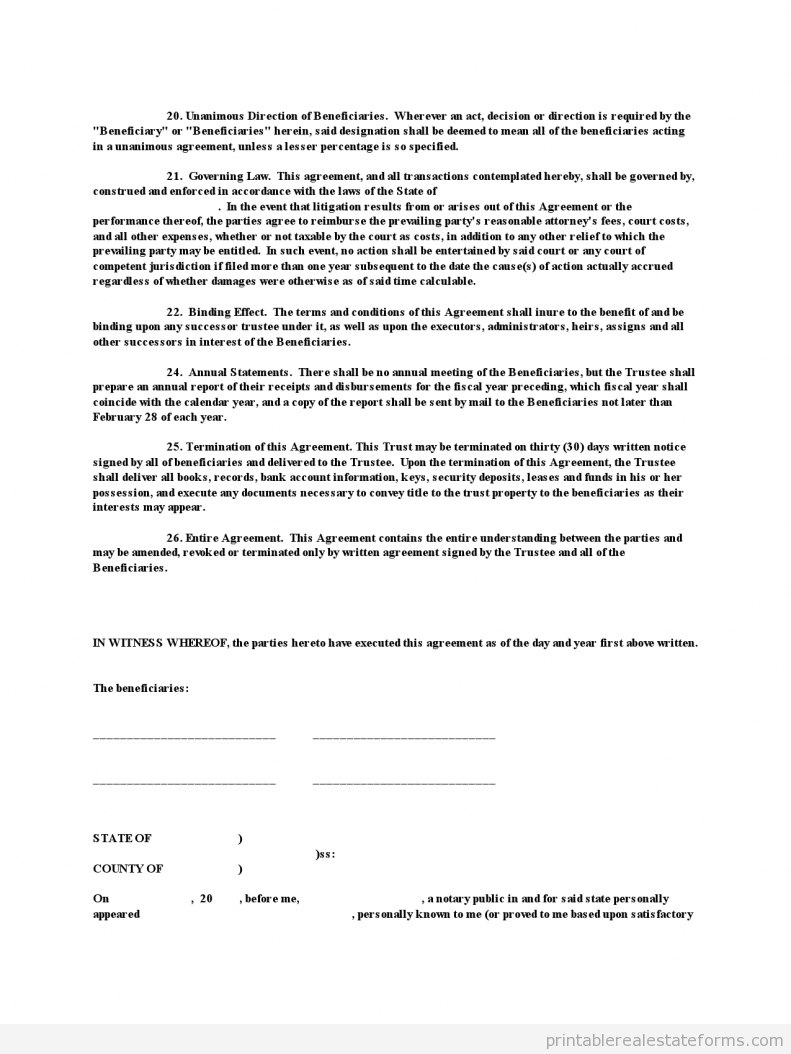 Free Printable PP Trust Form (PDF &amp; WORD)