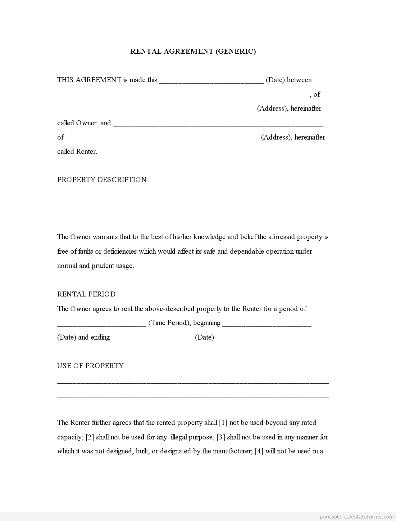 Free Printable Home Rental Contracts Free Printable Templates