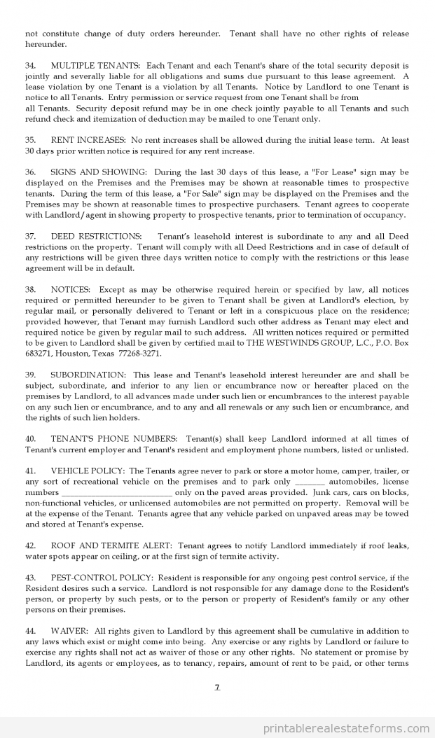 Free Printable Lease Agreement Forms (WORD TEMPLATE)