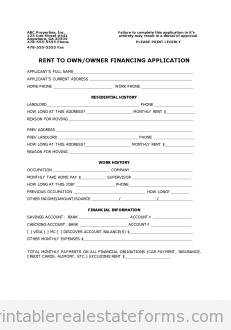 Rental &Amp; Owner Finance Application