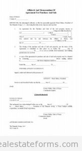 Affidavit of Memorandum for Purchase and Sale Affidavit of Memorandum for Purchase and Sale
