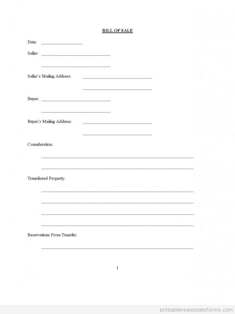 Sample Bill of Sale- Assorted Legal Forms Forms BillofSale