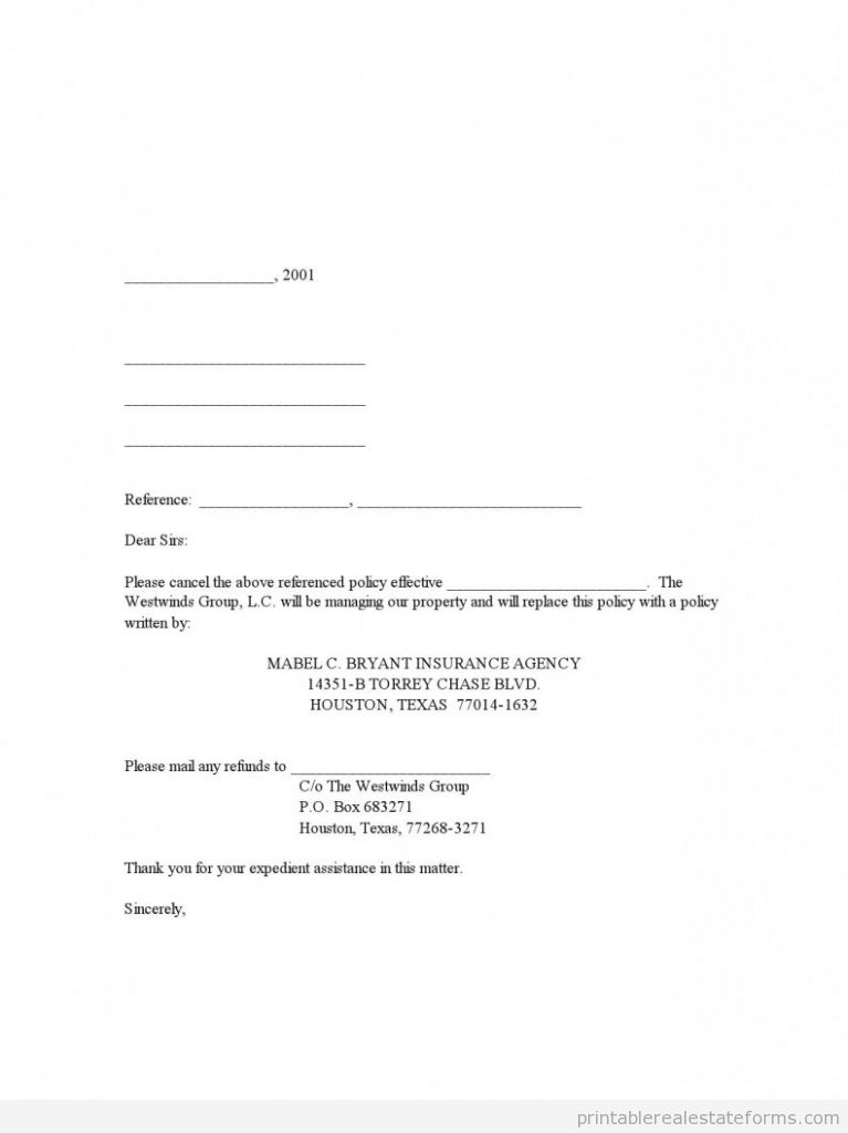 Sample Cancellation of Existing Hazard Insurance-work for equity Forms Cancellation of Existing Hazard Insurance