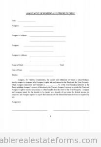 TrustAssignment Of Benificial Interest TrustAssignment Of Benificial Interest