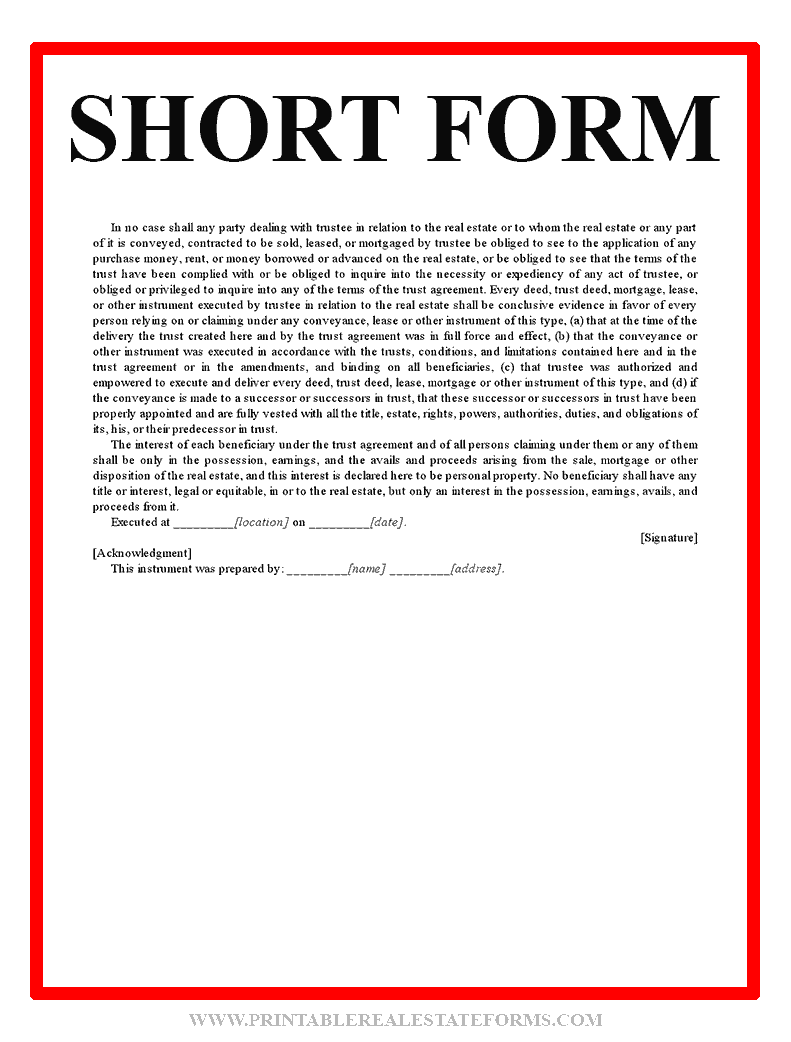 Free Printable Short Form Rental Agreement PDF & WORD