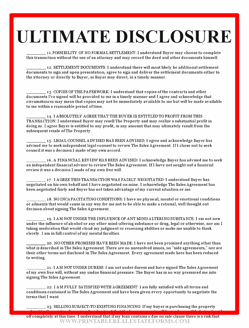 Free Printable ULTIMATE DISCLOSURE Form (PDF & WORD)